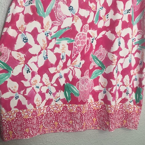 Jean Pierre Klifa Lily Dress L | Pink Turtle Print Jasmine Cove Shift Stretchy - Picture 6 of 13